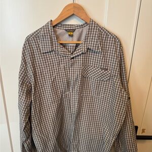Eddie Bauer Men's Gray Plaid Button Down Shirt